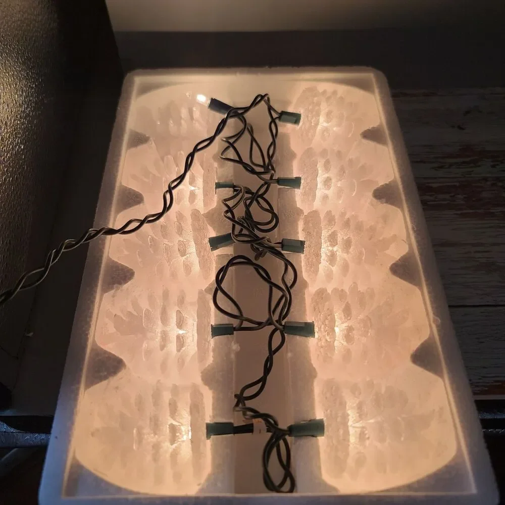 Vintage Christmas Pinecone Light Set 10 Bulbs Frosted Snowlike Tested Working